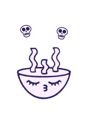 dönen kafatası animasyonu Sıcak Erişte Tebeşiri Çizimi