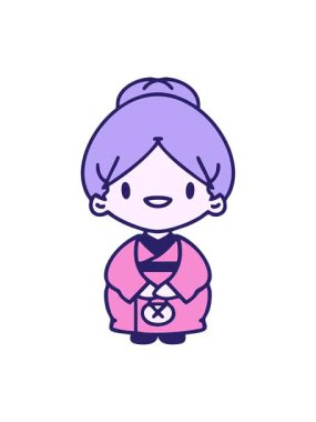 Geleneksel kıyafetli mutlu bir Japon kadının animasyonunu durdurup duraklat.