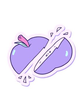 Çizgi film dilimlenmiş elma çıkartmasının canlandırma efekti