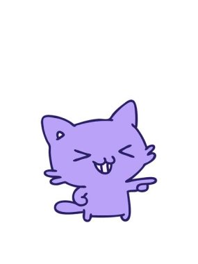 Bir kedinin çizgi filminde zıplayarak hareket etmesi ve gülmesi.