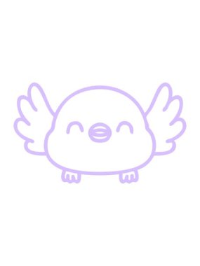 Sevimli bir yavru kuş simgesinin çizgi karalamalarının neon ışık efektleri