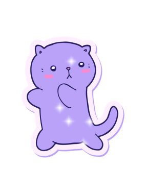 Sevimli bir çizgi film kedisinin yapıştırmasının ışıltı etkisi