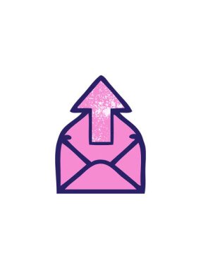 Oklu bir zarfın retro grunge deseninin radyoaktif parlayan animasyonu