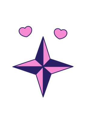 Bir yıldız sembolünün dövmeli görüntüsünün dönen kalp animasyonu