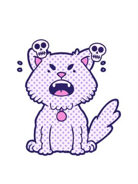 Kızgın kedi çizgi filminin dönen kafatası animasyonu