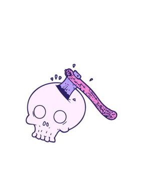 Kafatasında çizgi film baltasının yanıp sönen radyal çizgileri.