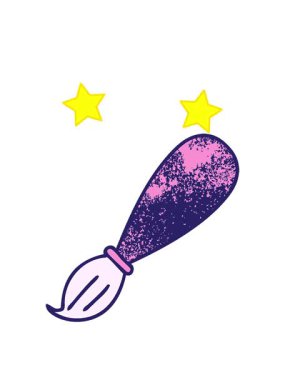 dönen yıldızlar bir boya fırçasının eski grunge desen çizgi filminin animasyonu