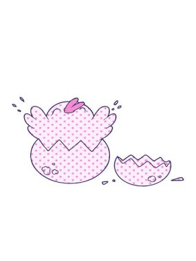 Yumurtadan çıkan karikatür hatunun hareketli animasyonu