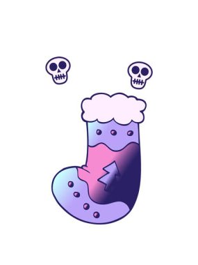 spinning skulls animation of cartoon christmas stocking