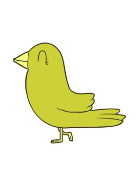 Tatlı bir kuşun retro çizgi filminin renk animasyonu değişiyor