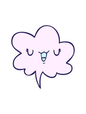 Konuşma baloncuğu ile sevimli, mutlu çizgi film suratının hareketli animasyonu