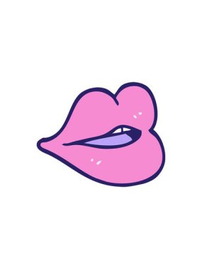 El çizimi çizgi film tarzı kırmızı dudakların yıldız patlaması etkisi