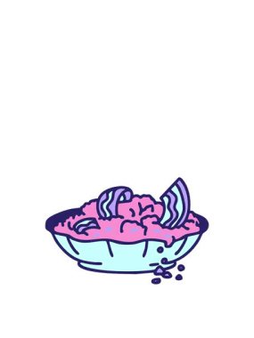 Geleneksel Brezilya domuz pastırması ve ekmek kırıntılarının hareketli animasyonu