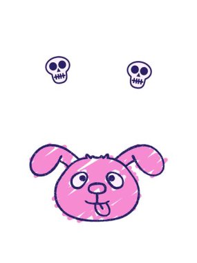 Köpek Yüzlü Tebeşir Çiziminin dönen kafatası animasyonu