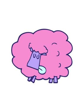 Çizgi film karakteri kara koyunun basınçlı animasyonu