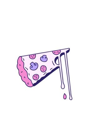 Kalkıp havada süzülen el animasyonu çizilmiş tuhaf çizgi film peynirli pizza