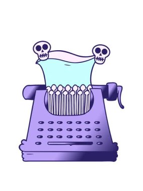 Daktilo karikatürünün kafatası animasyonu