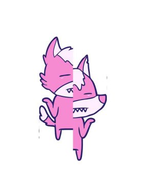 Kurt dişlerini gösterirken bölünen hareket animasyonu