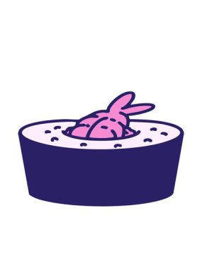 Karidesli geleneksel Japon suşisinin hareketli animasyonu.