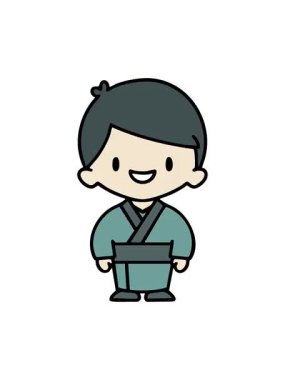 Geleneksel giysiler içindeki Japon erkeğinin animasyonu