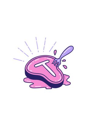 Geleneksel bir dövme stili biftek ve çatalın canlandırmasının yanıp sönen radyal çizgileri