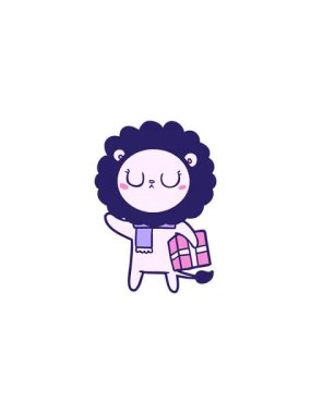 Noel hediyeli çizgi film aslanının gösterişli satış animasyonu