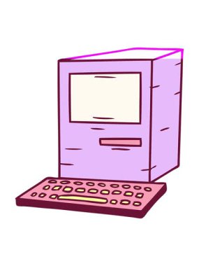 el çizimi bir bilgisayar ve klavyenin parlak renkli karalamalarının animasyonunu çalıştır