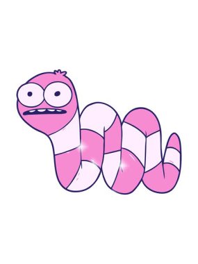glitter effect animation of cartoon nervous worm