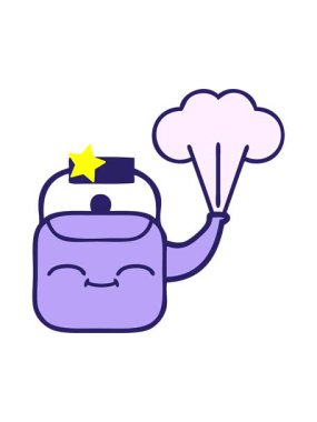 Parıldayan yıldızlar, tatlı, dumanı tüten çaydanlığın animasyonunu etkiler.