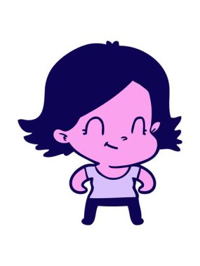 neon ışık efekti çizgi film dostu kızın animasyonu