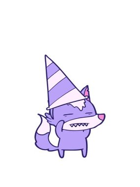 Parti şapkalı kurt çizgi filminin hareketli animasyonu