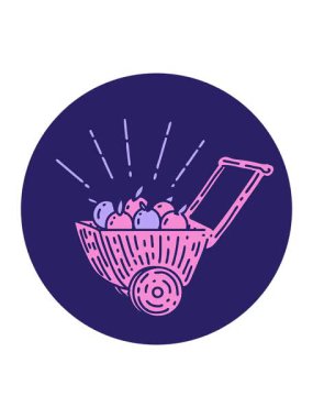 Dövme stili elma vagonunun simgesinin basınçlı canlandırması