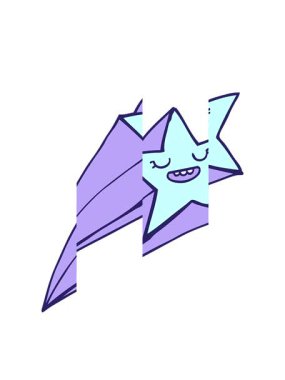 Kayan bir yıldızın karikatürünü bölme hareketi