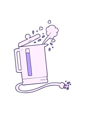 karikatür elektrikli su ısıtıcısının canlandırma efekti kaynıyor