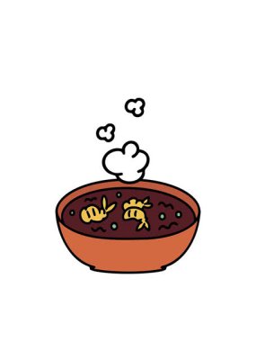 Yanıp sönen radyal çizgiler sıcak Japon karideslerinin buharlı kâsede canlandırılması