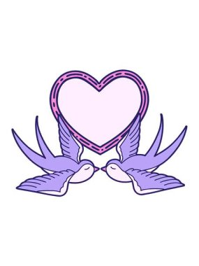 Kırlangıç ve kalp karikatürlerinin hareketli animasyonları