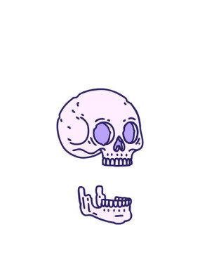 Dövmenin hareketli animasyonu geleneksel bir kafatası çizimi tarzında