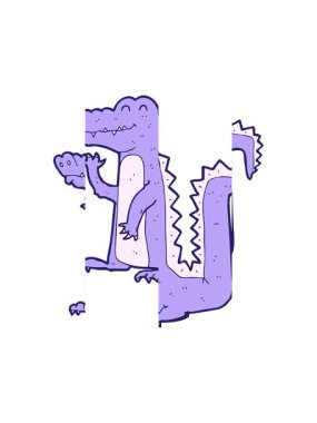 Karikatür timsah karalamalarının bölünen hareketi