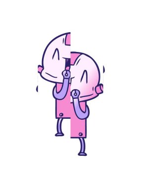 Karikatür robot karalamalarının bölünen hareketi