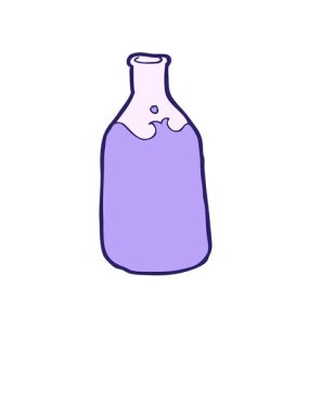 Kalk ve çizgi film şişesinin animasyonunu uçur