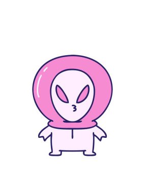 Yanıp sönen radyal çizgiler küçük uzaylının canlandırması düşünceli görünüyor.