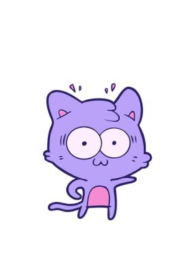 Çizgi filmin animasyonunu genişletiyor. Şaşırmış kedi.