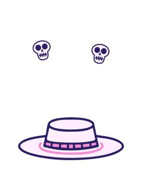 Sivri uçlu Brezilya şapkasının kafatası animasyonu