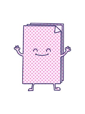 Çizgi roman stili tuhaf çizgi film mutlu kâğıtlar yığını baskısının animasyonu