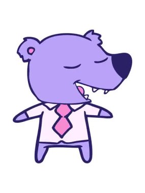 Titreyen hareketli çizgi film animasyonu. Gömlek ve kravat takan ayı.