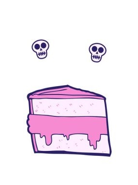 Çizgi film kek tasarımının kafatası animasyonu