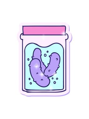 Karikatür karalama kavanozundaki turşu turşusunun ışıltılı etkisi.