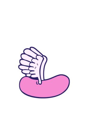 El çizimi karikatür tarzı uçan sosisin zıplama hareketi