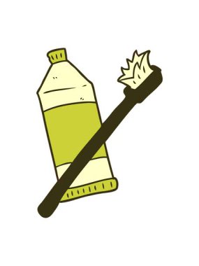 Çizgi film diş macunu ve diş fırçasının renk animasyonu değişiyor