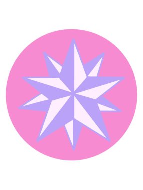 Parlak ışık efekti, neon renkli bir yıldızın ikonik dövme stili görüntüsü.